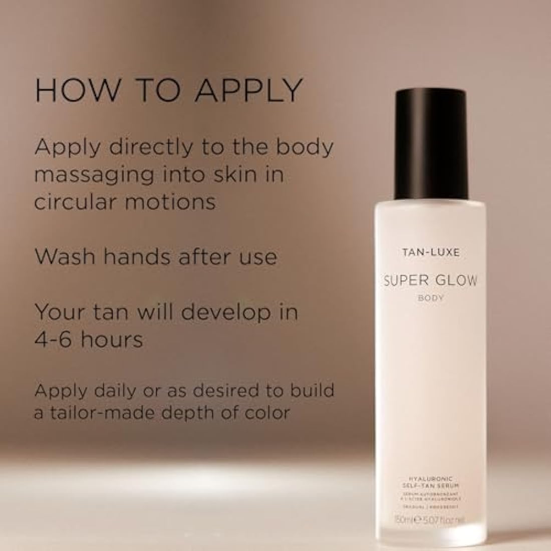 Tan-Luxe SUPER GLOW BODY Self Tan Serum, (150 ml) Gradual Self Tanning Skin Care for Body, Cruelty Free & Vegan