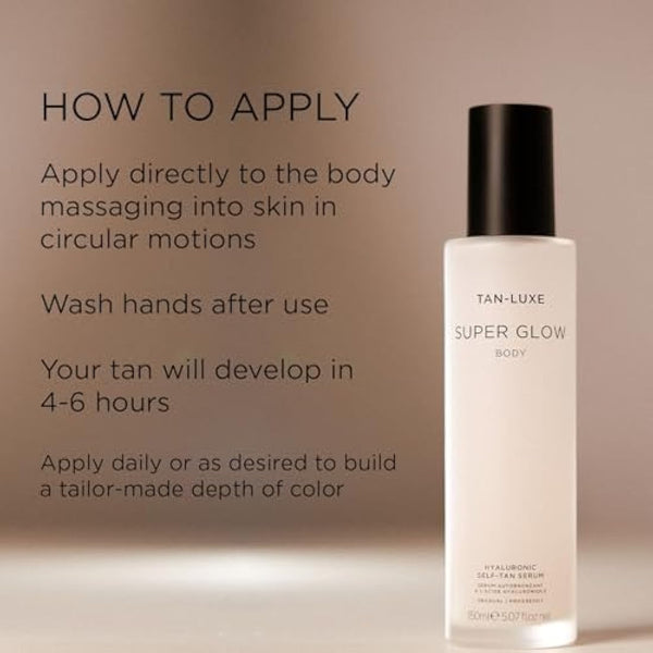 Tan-Luxe SUPER GLOW BODY Self Tan Serum, (150 ml) Gradual Self Tanning Skin Care for Body, Cruelty Free & Vegan