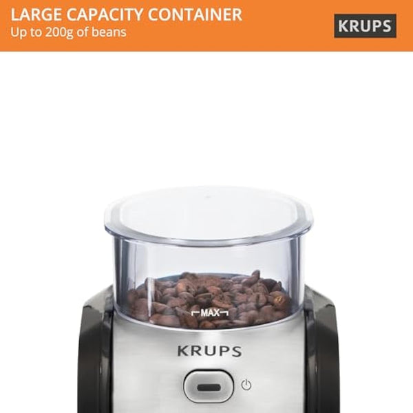 Krups Expert Burr, Automatic Coffee Grinder, Easy Clean, black&silver, GVX231