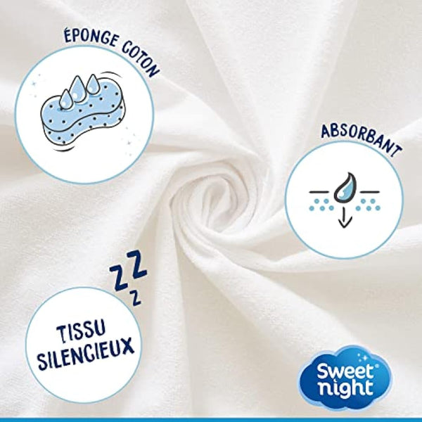 SWEET NIGHT Waterproof Mattress Protector, Cotton, white, 180x200 cm