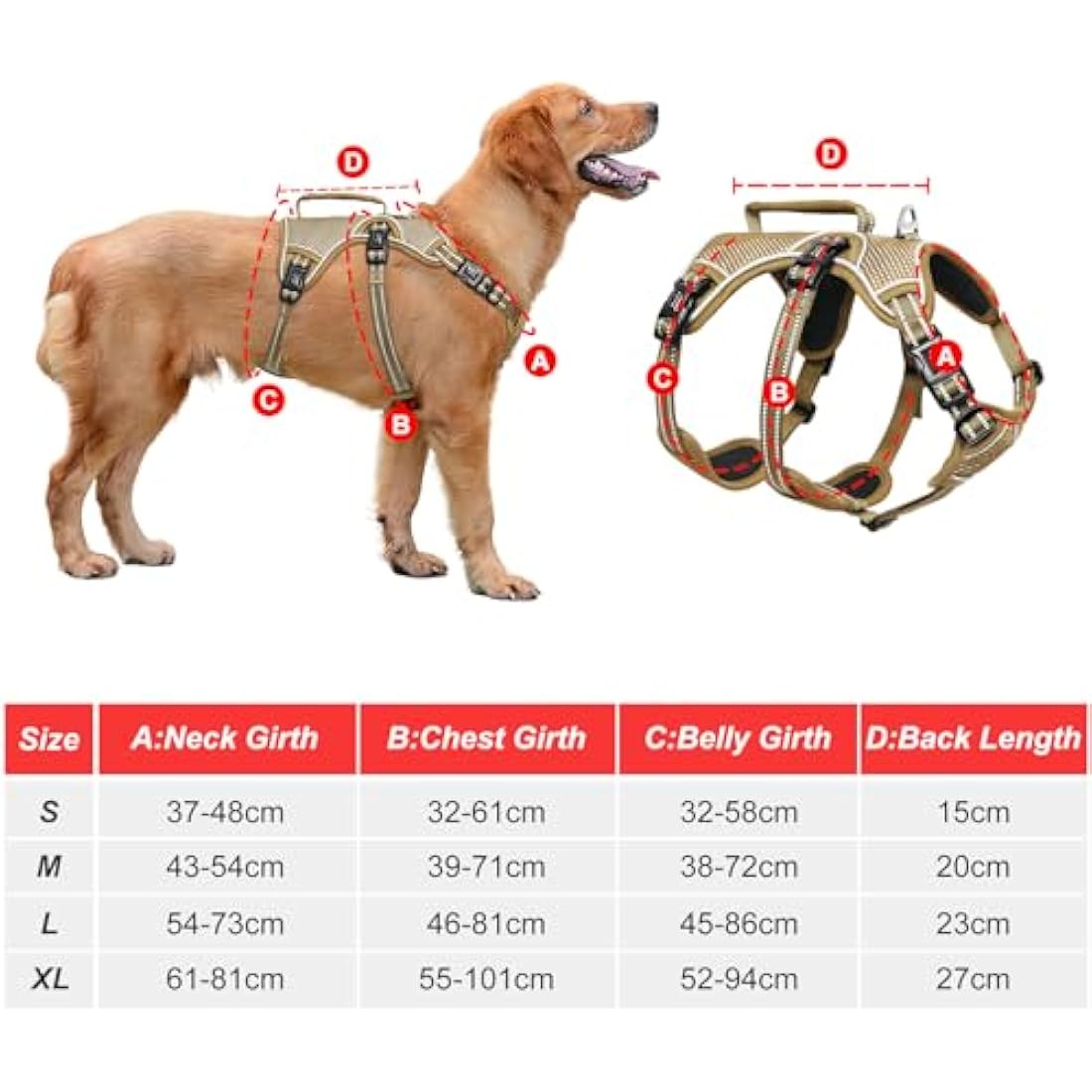 HEELE Escape Proof Dog Harness - No Pull Reflective Adjustable Vest with Durable Handle, Ideal for Large/Active Dogs, Brown