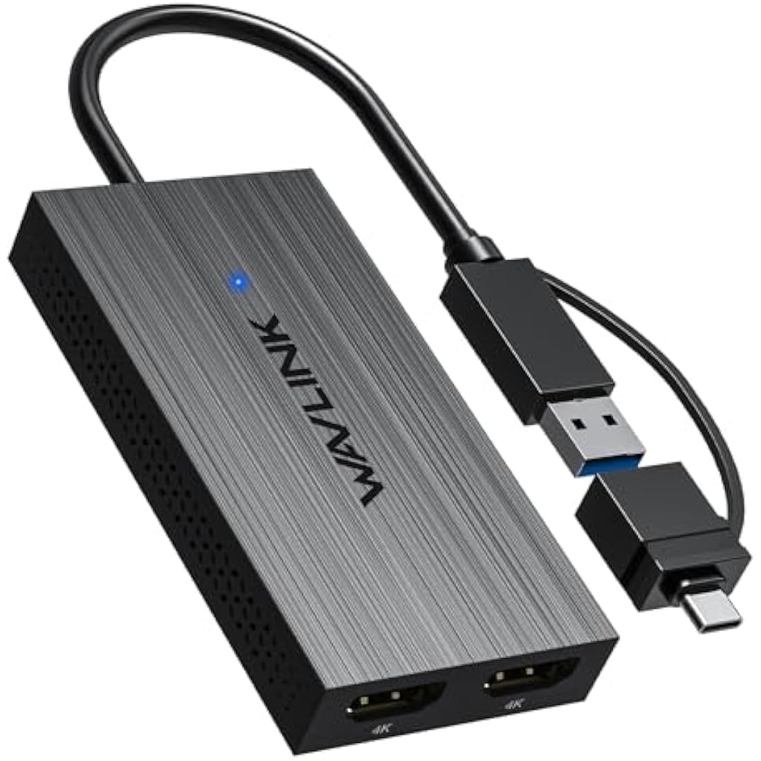 WAVLINK USB 3.0/C to Dual HDMI Splitter for Extended Display, Displaylink Adapter 4K 60Hz for Apple Mac M1/M2/M3 or Windows 10/11