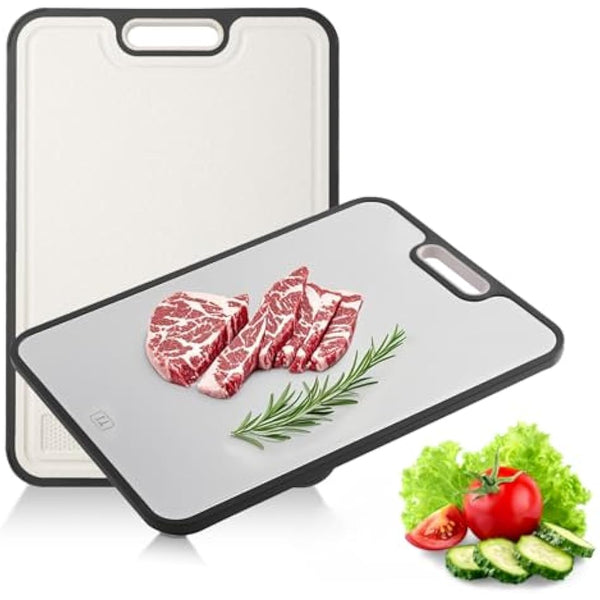 Gocoffun Titanium Cutting Board for Kitchen, Double Sided Cutting Boards for Meat Veggies, Large Non Slip 38.5×26.5cm Titanium Chopping Board for Fruit