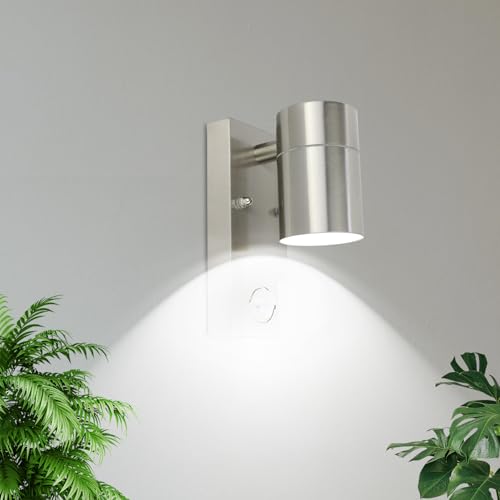 Allesgute Outdoor Wall Lights with PIR Motion Sensor, IP44 Stainless Steel Outdoor Lights Mains Powered Security Lighting Outside 240V for Porch Front