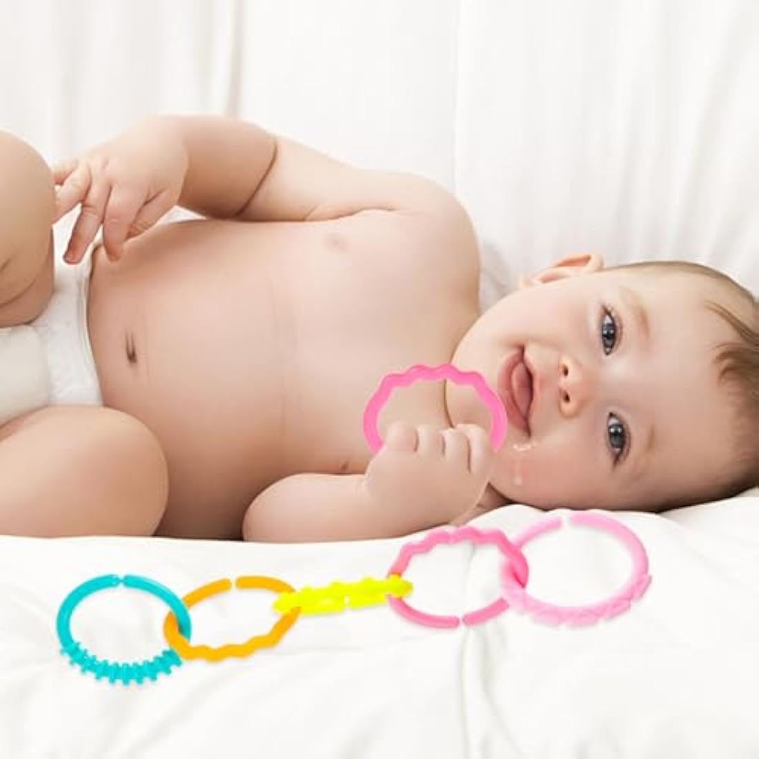 YeahiBaby 24pcs Baby Teether Ring Link Rings Toys Infant Links Rattle Strollers Crib Travel Toys