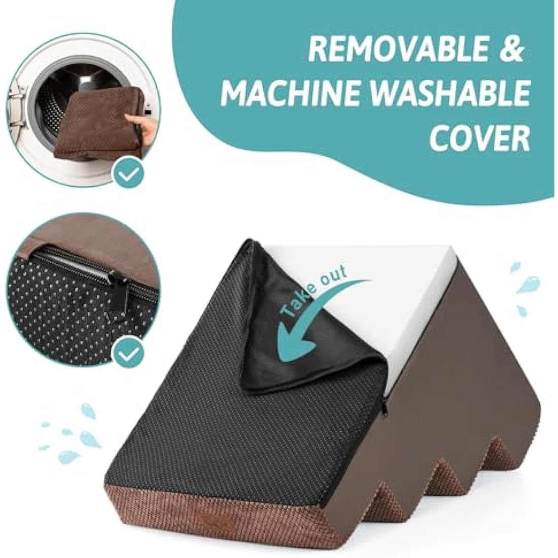 COZY KISS Dog Stairs for Small Dogs, 4 Tier Wider Pet Stairs for Bed Sofa Car, 45cm H Non-Slip Dog Steps for Old Cats, Puppy, Small Medium Dogs, 60x45x45 cm, 4 Tiers, Brown