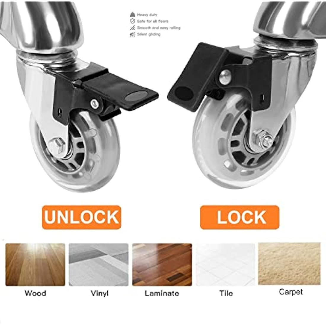 McDooFly Adjustable Heavy Duty Stool - Rolling Stools with Locking Caster Wheels - Swivel Stools Backless Chair for Home Kitchen Office Shop Tattoo Lash Tech Pedicure(Black, Height 56 to 76 cm)