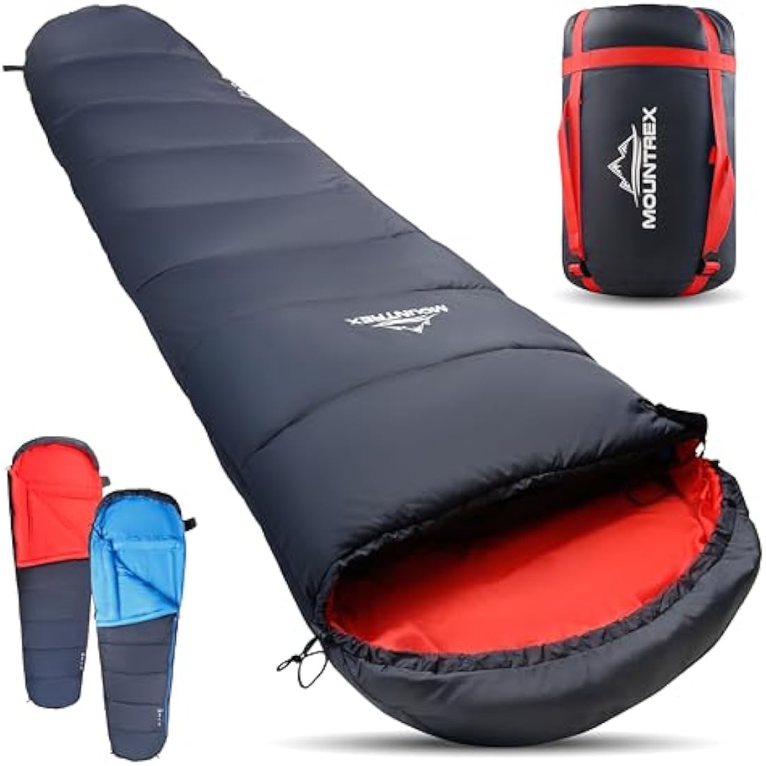 MOUNTREX® sleeping bag – Ultra Light (720g) with Small Pack Size - Outdoor Summer Sleeping Bag - Mummy Shape (205x75cm) - Compact, Warm, Lightweight - for Camping, Travel, Backpacking or Festivals