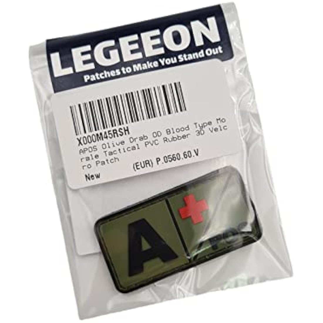 APOS Olive Drab OD Blood Type Morale Tactical PVC Rubber 3D Touch Fastener Patch