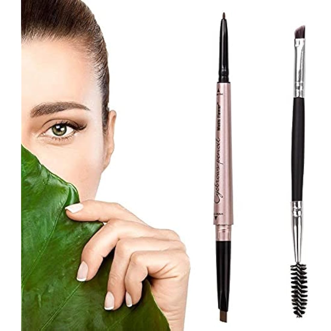 HeyBeauty Eyebrow Pencil with Brow Brush, Double Ended Eyebrow Pen, Automatic Makeup Cosmetic Tool (Khakl Coffee)