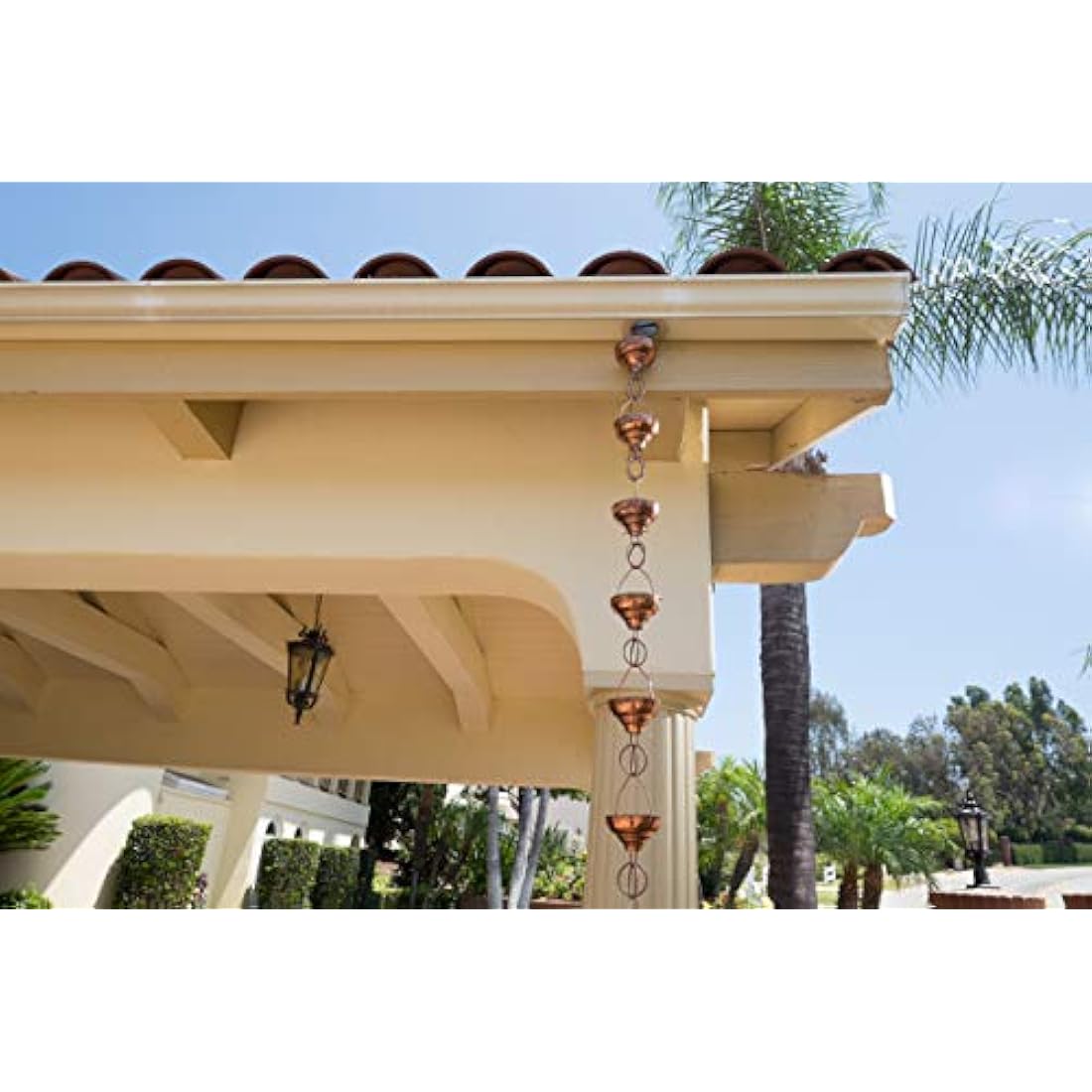 Monarch Pure Copper Eastern Hammered Cup Rain Chain, 8-1/2-Feet Length