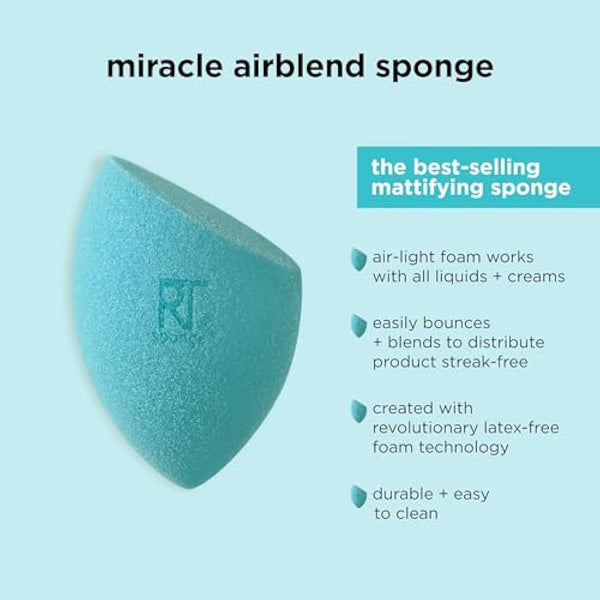 REAL TECHNIQUES New Miracle Airblend Sponge for Foundation - Matt Finish (1 Pack)