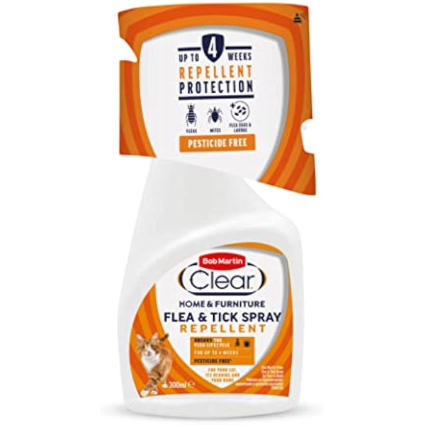 Bob Martin Clear Flea Repellent Spray for the Home and Cats - Controls Flea and Tick Infestations in the Household (300ml)