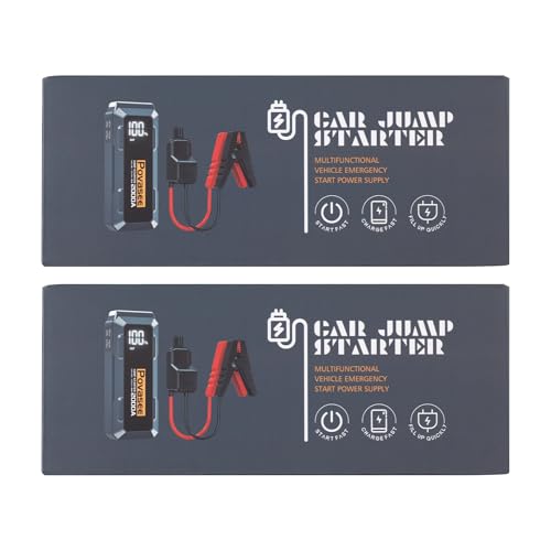 Povasee Jump Starter Power Pack, 5000A Car Battery Booster Jump Starter (up to All Gas or 10L Diesel) with 3" LCD Display, Car Starter with 2 USB Ports, Jump Leads and LED, Jump Pack for 12V Vehicles