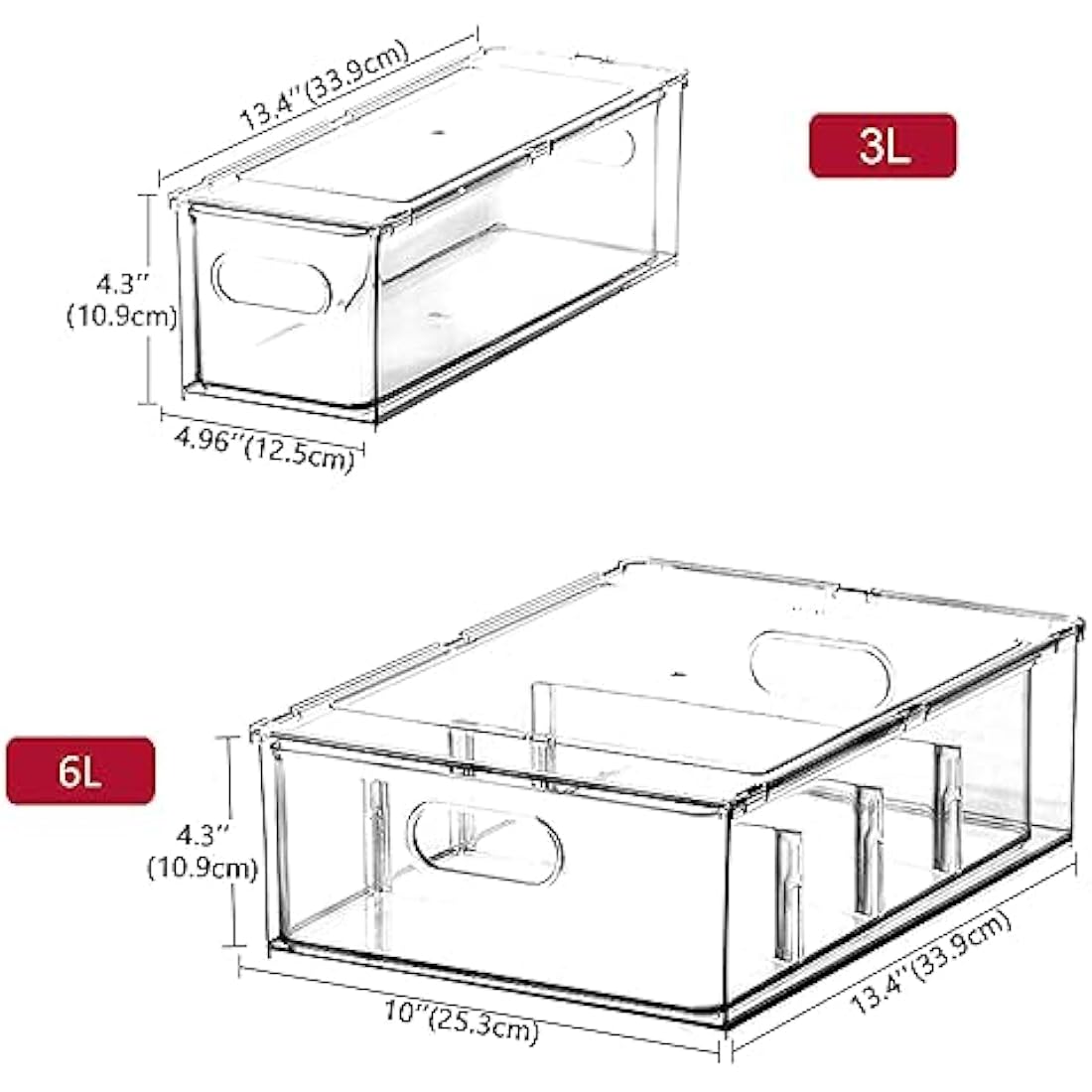 3 Pack Refrigerator Organizer Bins with Pull-out Drawer, Large Stackable Fridge Drawer Organizer Set with Handle, BPA-free Drawable Clear Storage for Freezer, Cabinet, Kitchen, Pantry Organization