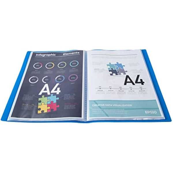 Exacompta - Ref 85102E - Soft PP Display Book - Suitable for A4 Documents, Made from Polypropylene, Lightweight, 100 Pockets, 200 Viewing Pages - Blue Cover