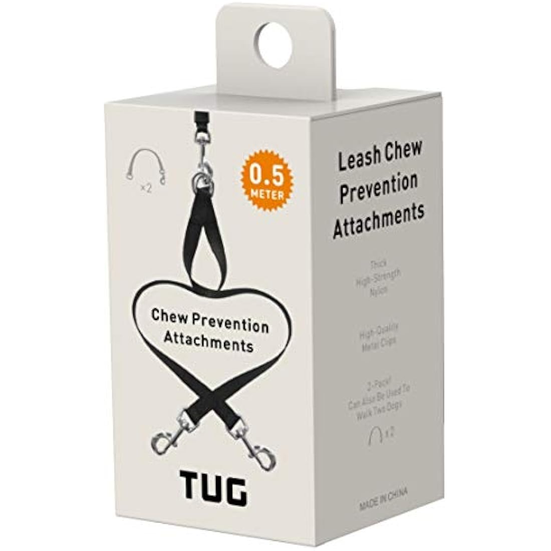 TUG 2-Pack Lead Attachment for Chew Prevention | 0.5 Meters | Walk Two Dogs with One Lead
