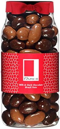 Rita Farhi Milk and Dark Chocolate Covered Brazil Nuts in a Gift Jar | Vegetarian and Chocolate Gift - Chocolate Coated Nuts - 740 g - New Palm Oil Free Recipe