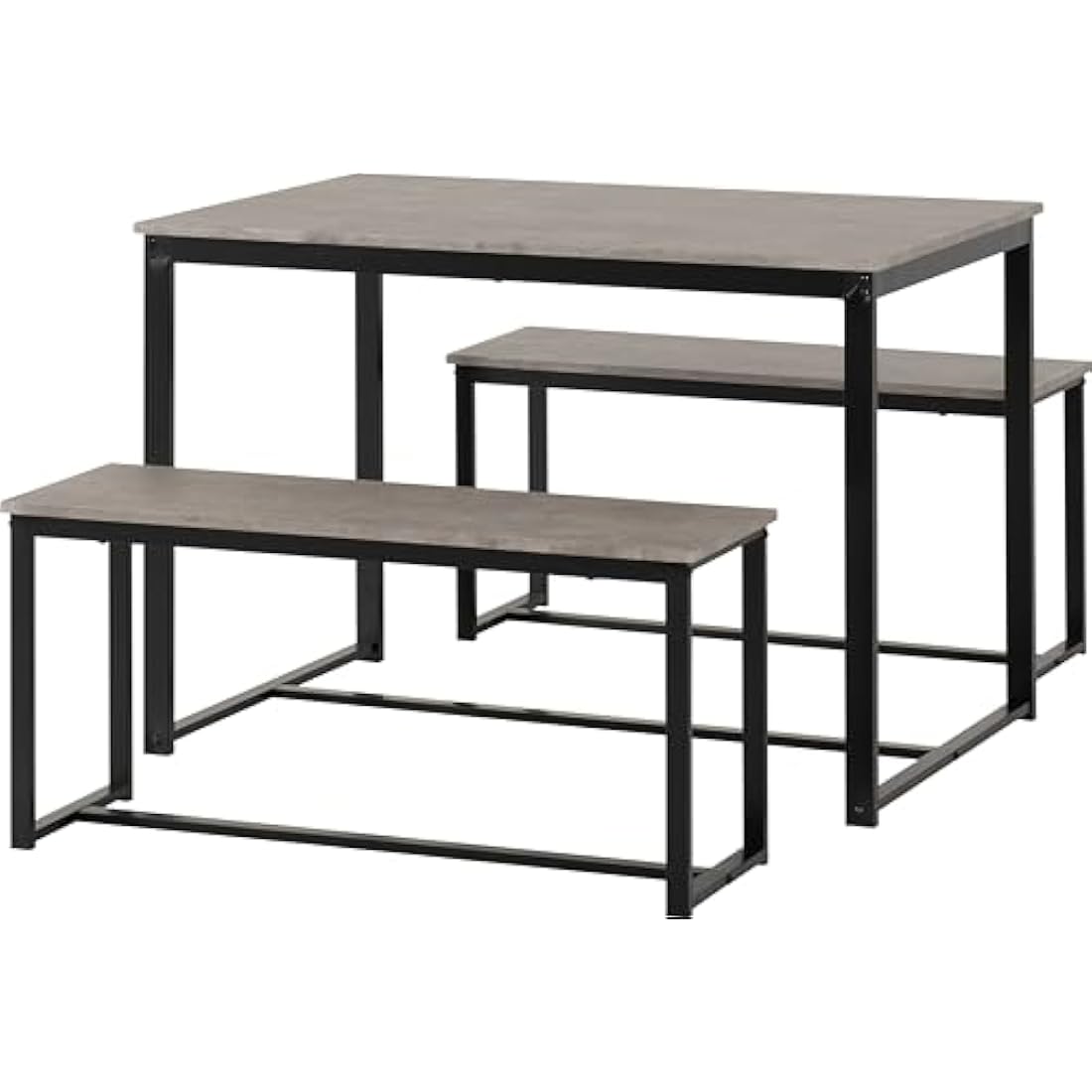 Seconique Lincoln 1+2 Dining Bench Set in Stone Effect/Black