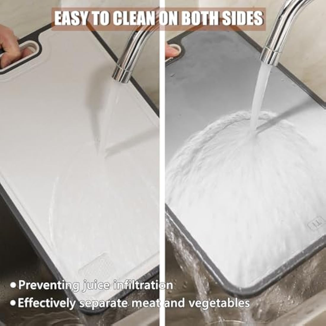 Gocoffun Titanium Cutting Board for Kitchen, Double Sided Cutting Boards for Meat Veggies, Large Non Slip 38.5×26.5cm Titanium Chopping Board for Fruit