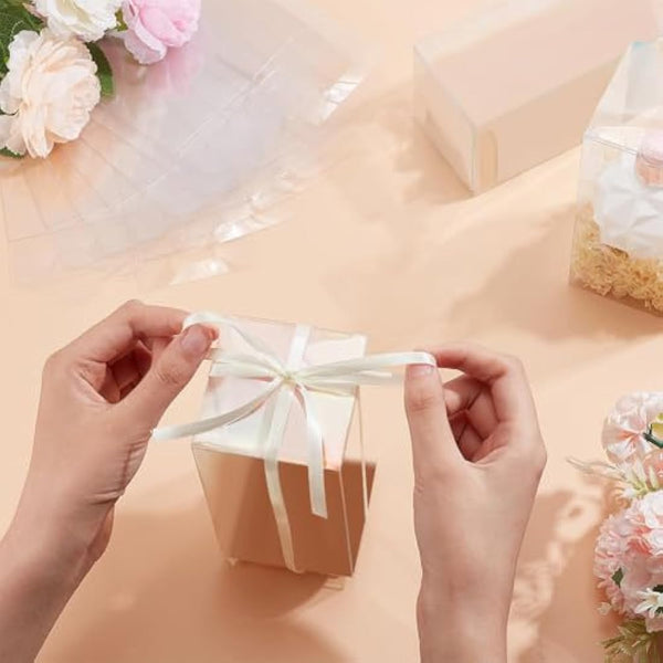 BENECREAT 20PCS 14x7x7cm Clear Wedding Favour Boxes Rectangle PVC Transparent Gift Boxes for Cake Candy Chocolate Birthday Party
