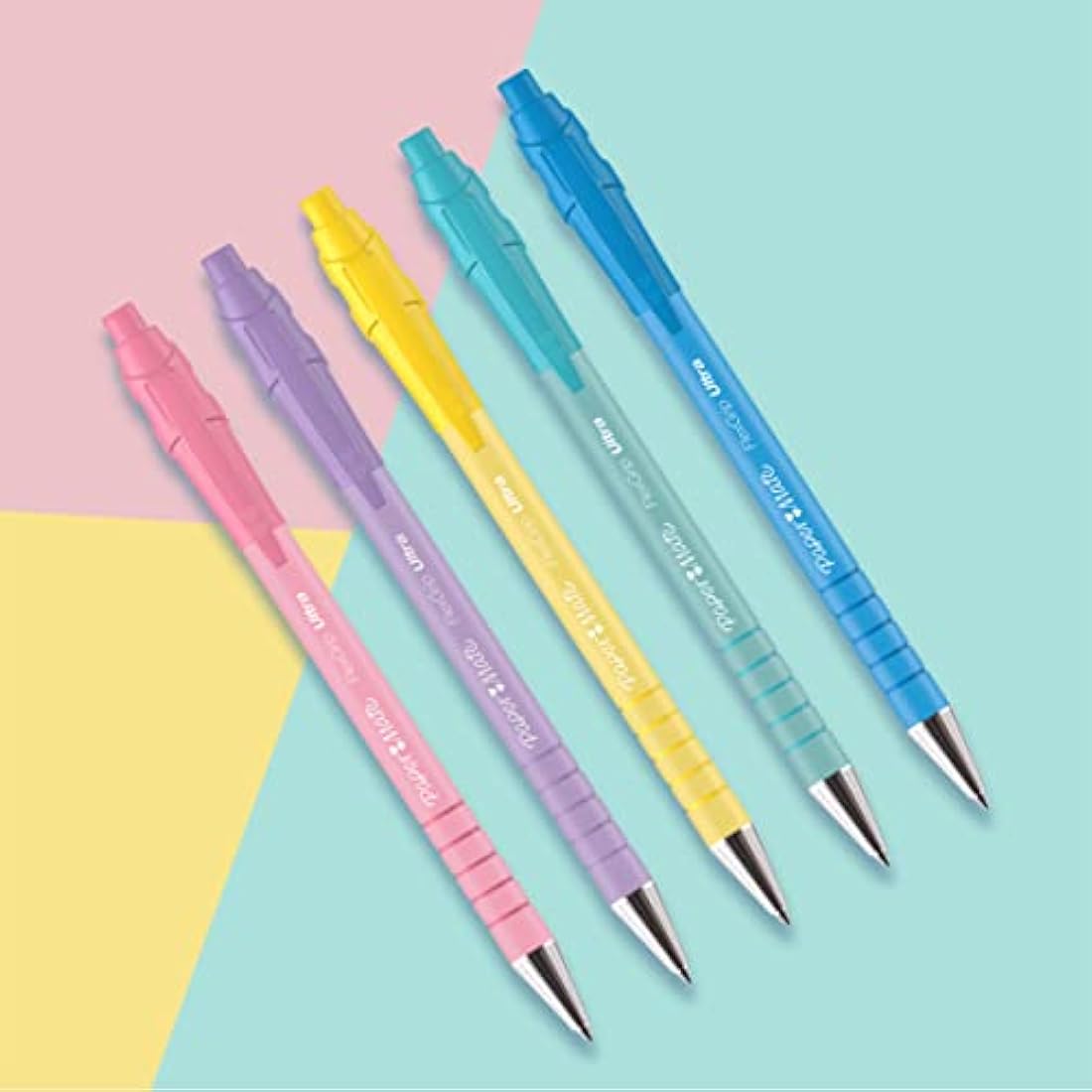 Paper Mate Flexgrip Ultra Pastel Ballpoint Pens | Medium Point (1.0mm) | Blue Ink | Pastel Barrels | 5 Count