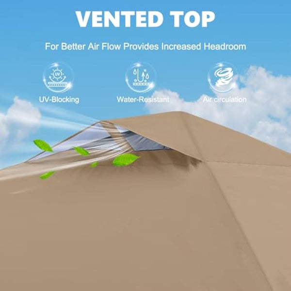 MASTERCANOPY Durable Ez Pop-up Gazebo Tent with 1 Sidewall (3x3M,Khaki)