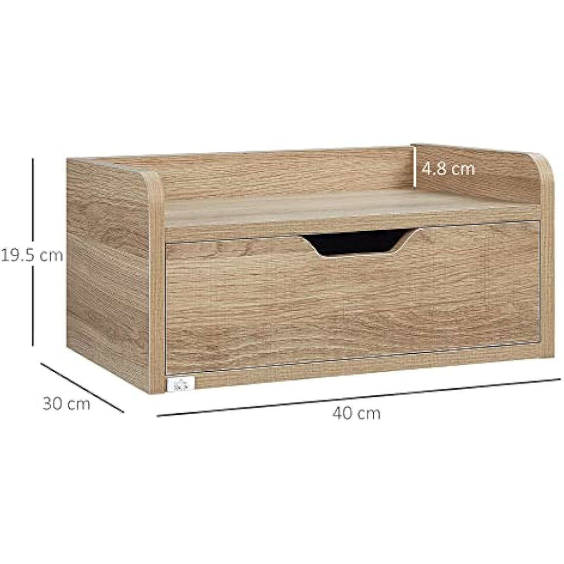 HOMCOM Floating Nightstand Set of 2 Wall Mounted Bedside Table with Storage Drawer for Bedroom, Natural