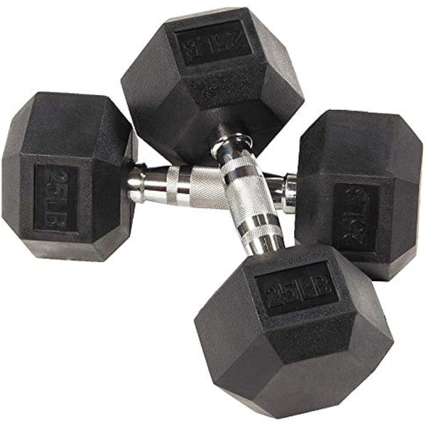 BalanceFrom Rubber Coated Hex Dumbbells in Pairs, Singles or Set