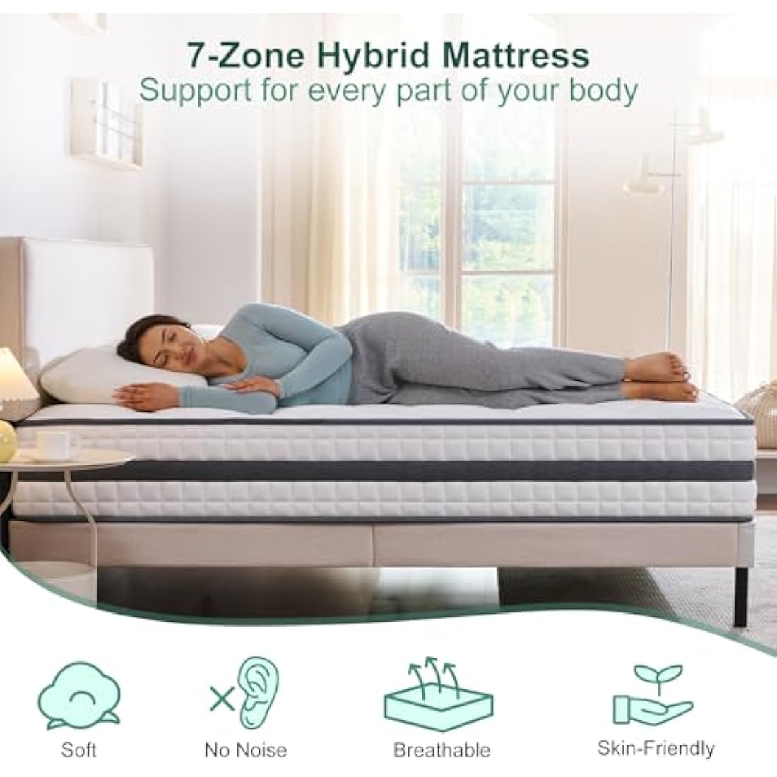 Twirest Single Mattress, Hybrid Memory Foam and Spring Mattress, Zonal Support, Decompression, Medium Firm, Soft and Breathable Cloth, Mattress-in-Box, 90x190x25cm
