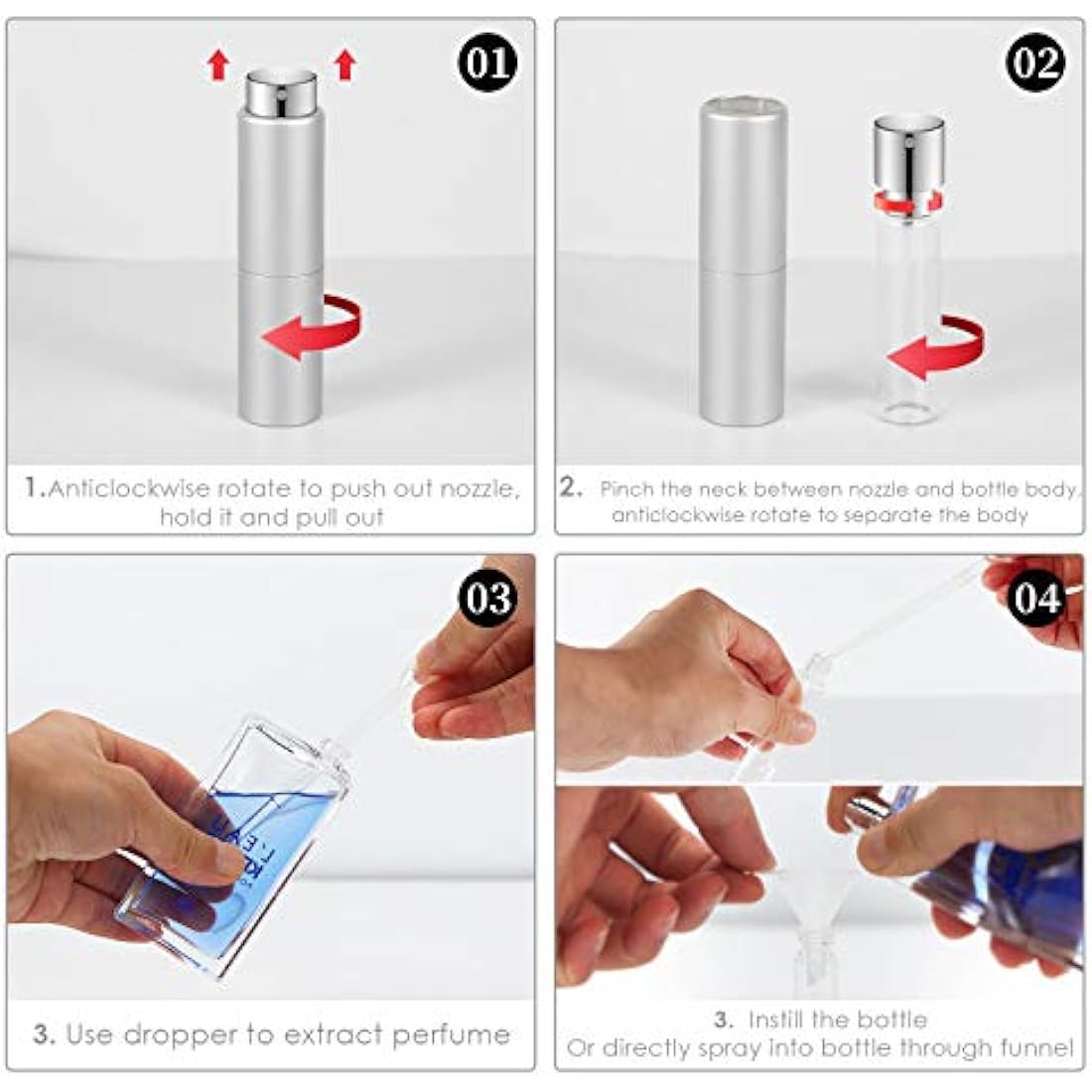 Faireach Perfume Atomiser Refillable 20ML Travel Aftershave Dispenser Spray Bottle Empty Leak Proof