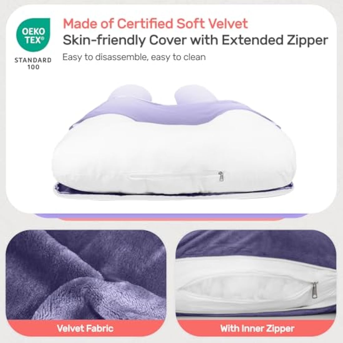 Nuliie Pregnancy Pillow for Sleeping, U Shaped Full Body Pillow Pregnancy Pillows, Maternity Pillow Support for Back, Hips, Legs for Pregnant Women, With Washable Velvet Cover (Purple)