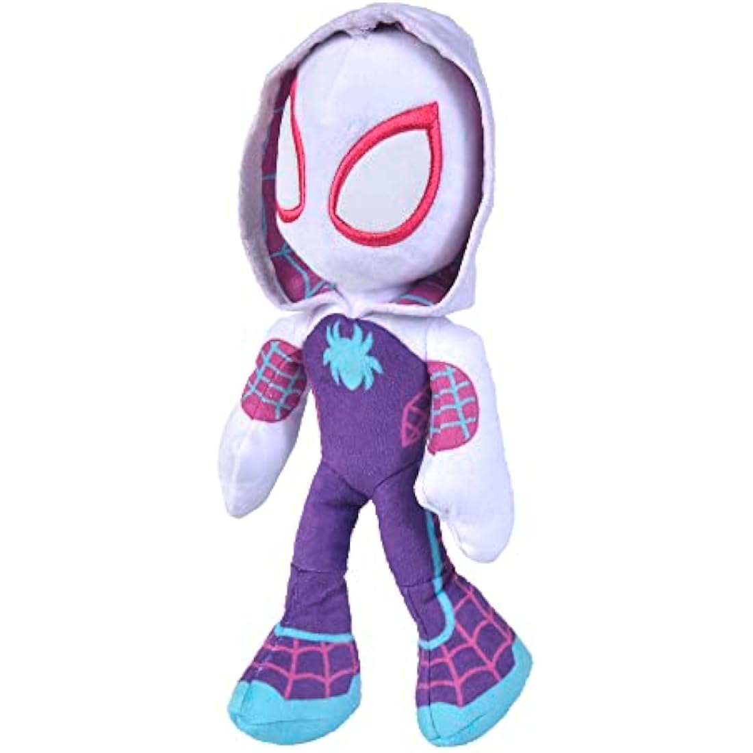 Disney Spiderverse Ghost Spider Action Figure Soft Toy with Glow in the Dark Eyes, Multicolor, One Size, 25 cm