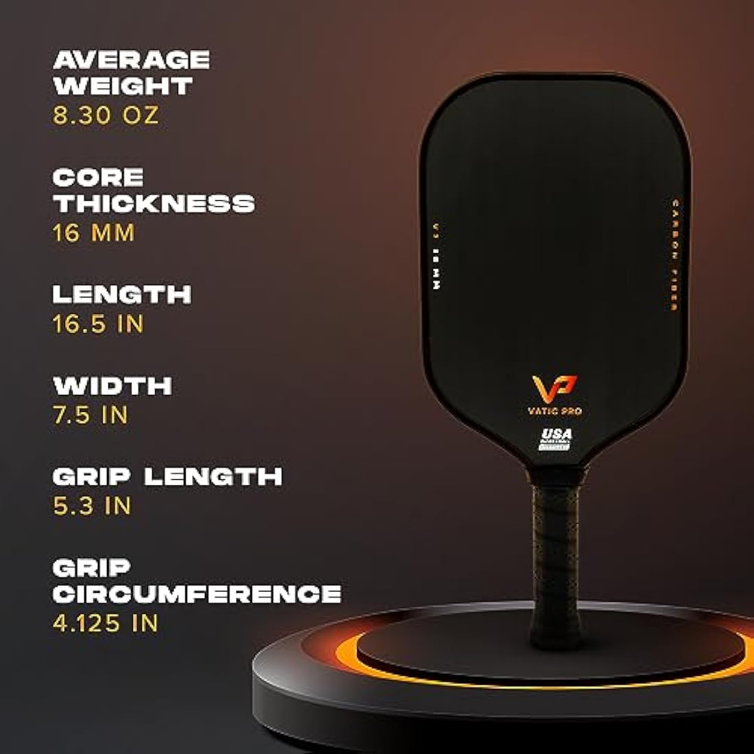 Vatic Pro Kohlefaser, 16 mm, thermogeformt mit Schaumstoffwnden, inkl. Paddelabdeckung