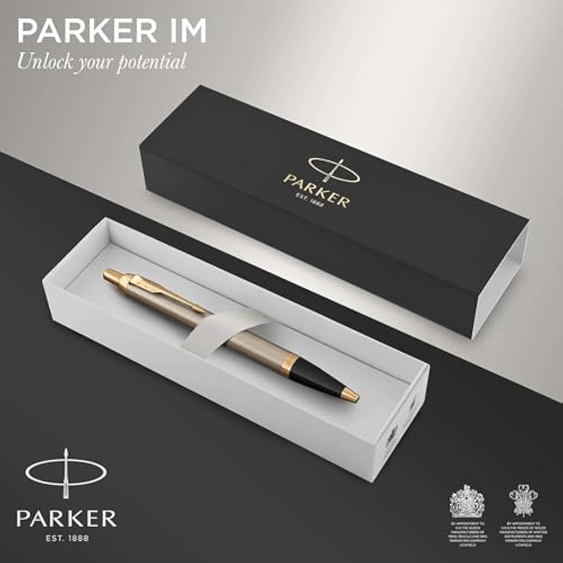 Parker IM Ballpoint Pen | Brushed Metal | Medium Point Blue Ink | Gift Box