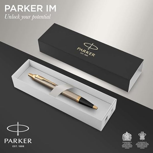 Parker IM Ballpoint Pen | Brushed Metal | Medium Point Blue Ink | Gift Box