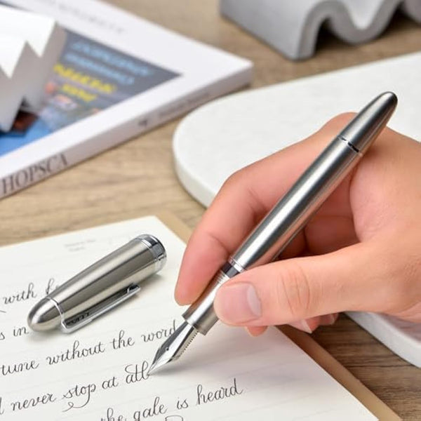 Asvine J16 Solid Titanium Fountain Pen Broad Jowo Nib Piston Filling, Ink Window Design with Wrench and Pen Box