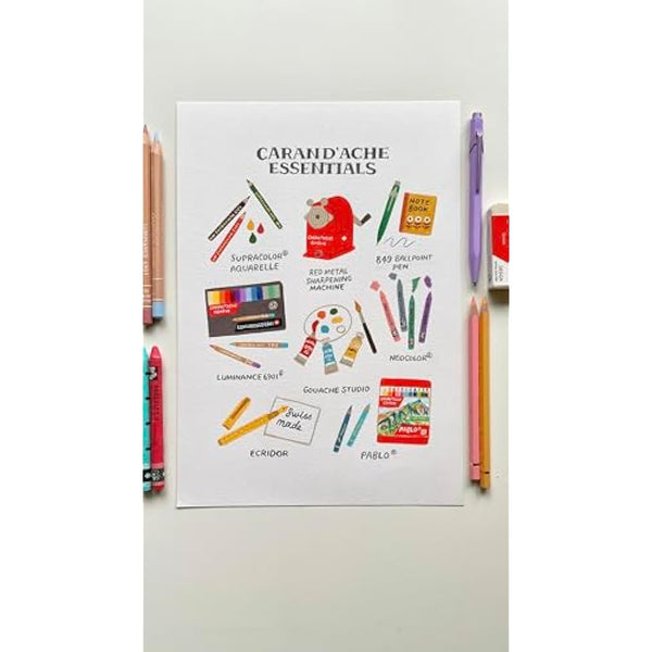 Caran Dache Cardboard Box with 40 Assorted Colours, White