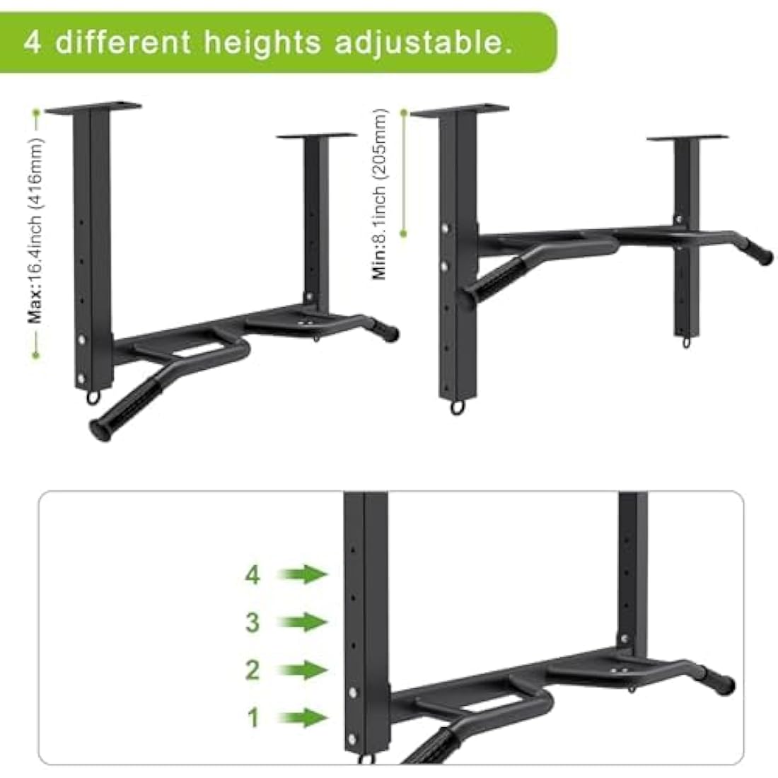 Kipika 32" Ceiling Mounted Pull Up Bar - Heavy Duty, Highly Adjustable, Multifunctional Chin Up Bar - Home Gym System with Punching Bag Hanger and Resistance Bands Training