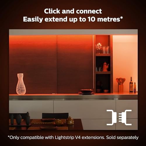 Philips Hue Lightstrip Extension v4 [1 m] White and Colour Ambiance Smart LED Kit with Bluetooth, Compatible with Alexa, Google Assistant and Apple HomeKit ( Packaging may vary )