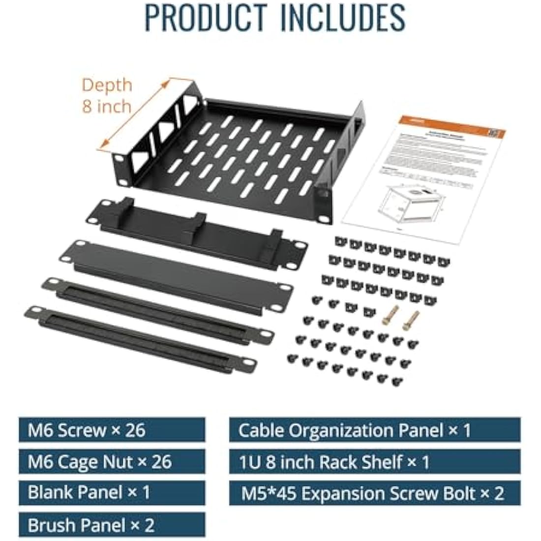 Tecmojo 6U Wall Mount Data Cabinet, 10in Wide 300mm Depth Network Cabinet with Rack Shelf, Brush Panels, Cable Organizer for 10'' AV/IT/Data Devices, 44lbs(20kg) Capacity, Glass Door
