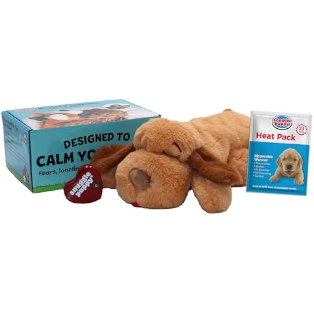 Original Snuggle Puppy Toy, Heartbeat Toy for Puppy, Dog Toys for Anxiety Relief, Calming Aid, Dog Heartbeat Toys for Behavioral Training in Biscuit