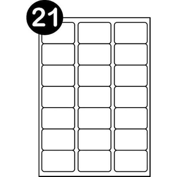 SmithPackaging A4 Self Adhesive Address Labels, 21 Labels Per Sheet, 100 Sheets, 63.5 x 38.1mm 2100 Labels