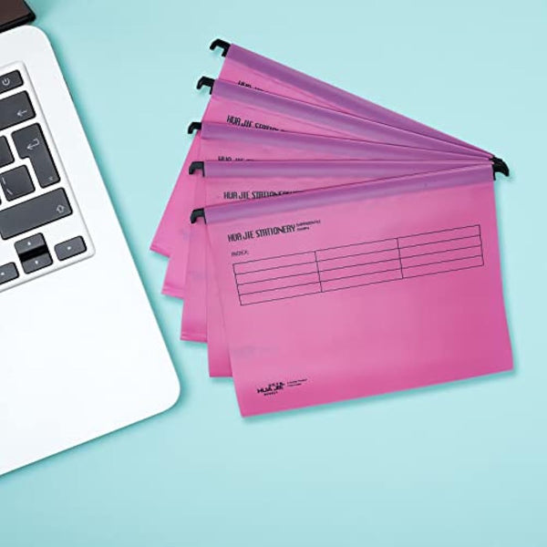 Suspension Files, MerryNine 15PCS Polypropylene Filing Cabinet Suspension Files with Tabs and Card Inserts for School Home Work Office Organization **Check Size Before Ordering ** (Pink, Foolscap)