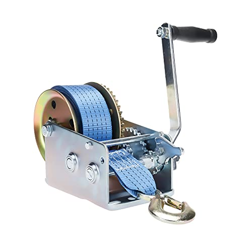 BOOMSTART 2500LBS Hand Winch Manual Winch Boat Trailer Winch With 33 ft Webbing Strap for Boat Trailer Caravan Marine ATV Towing