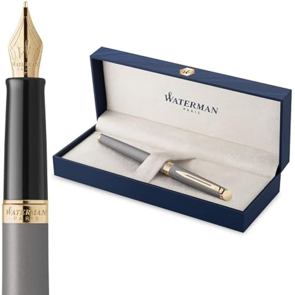 Waterman Hémisphère Fountain Pen | Stone Grey (The Understated Edit Collection) | Fine Nib with Blue Ink | Gift Box