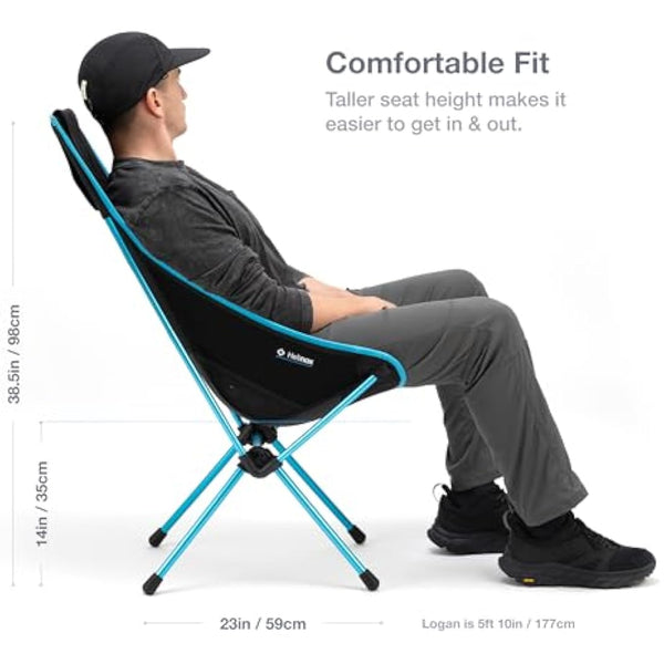 Helinox Sunset Chair Lightweight, High-Back, Compact, Collapsible Camping Chair, Flame Multiblock, with Pockets