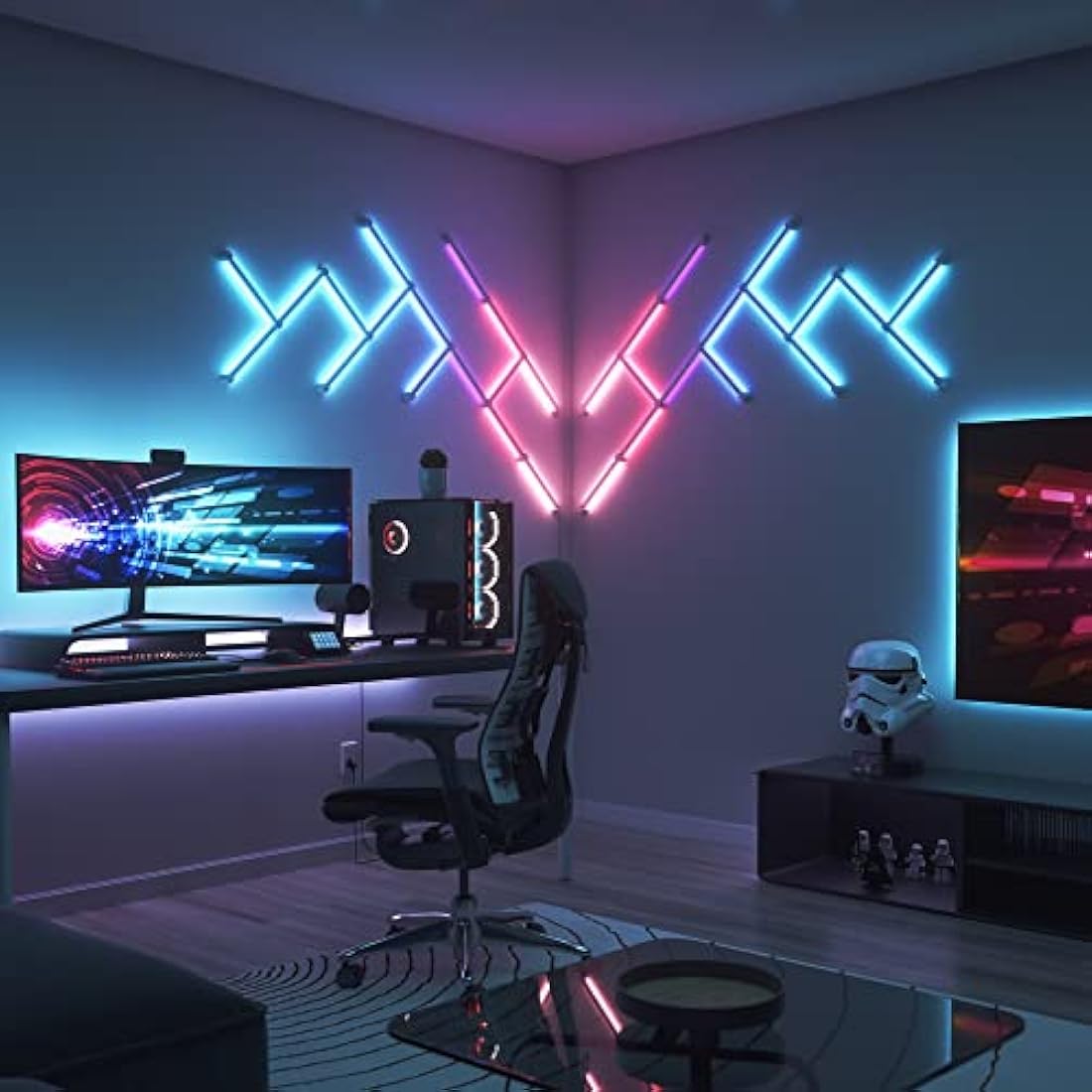 Nanoleaf Lines 90 Degrees Expansion Pack, 3 Additional Smart Light Bars LED RGBW - Backlit Modular Wi-Fi Colour Changing Wall Lights, Works with Alexa Google Apple Homekit, Decor & Gaming