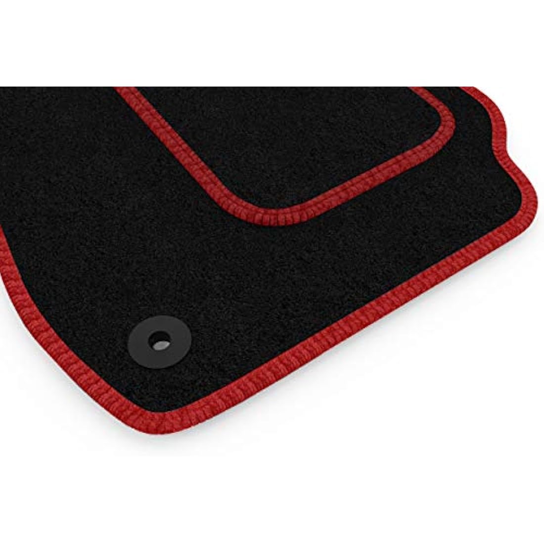 (Q17:CT65) 4 Piece Audi (2013-2018) A3 Vehicle Specific Car Mat Set Black Carpet Red Trim