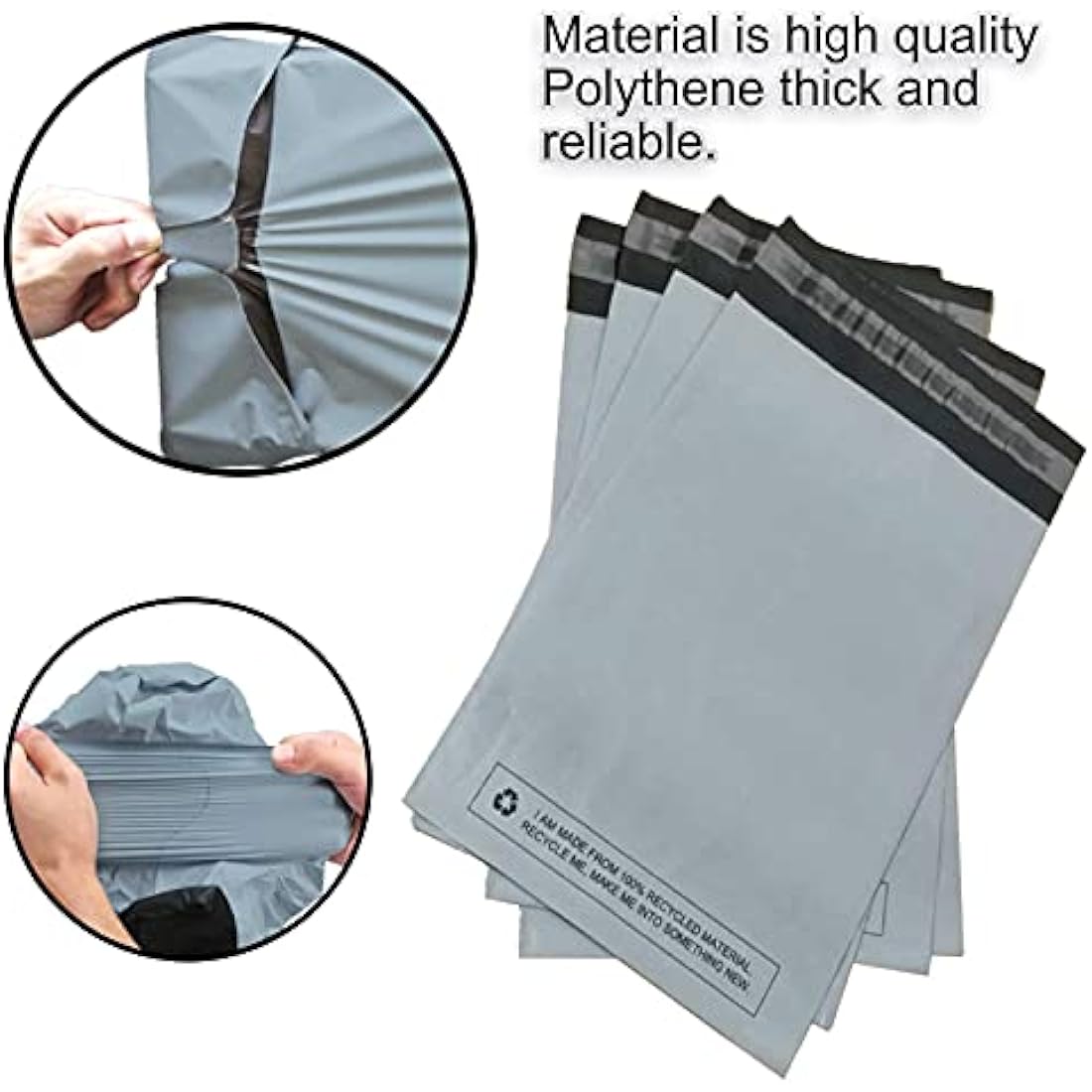 Large 10x Grey Mailing Bags 17” x 22” Polythene Self Seal Big Plastic Envelopes 100% Recyclable - Parcel Postal Postage Packaging Bags Strong Packaging Bags